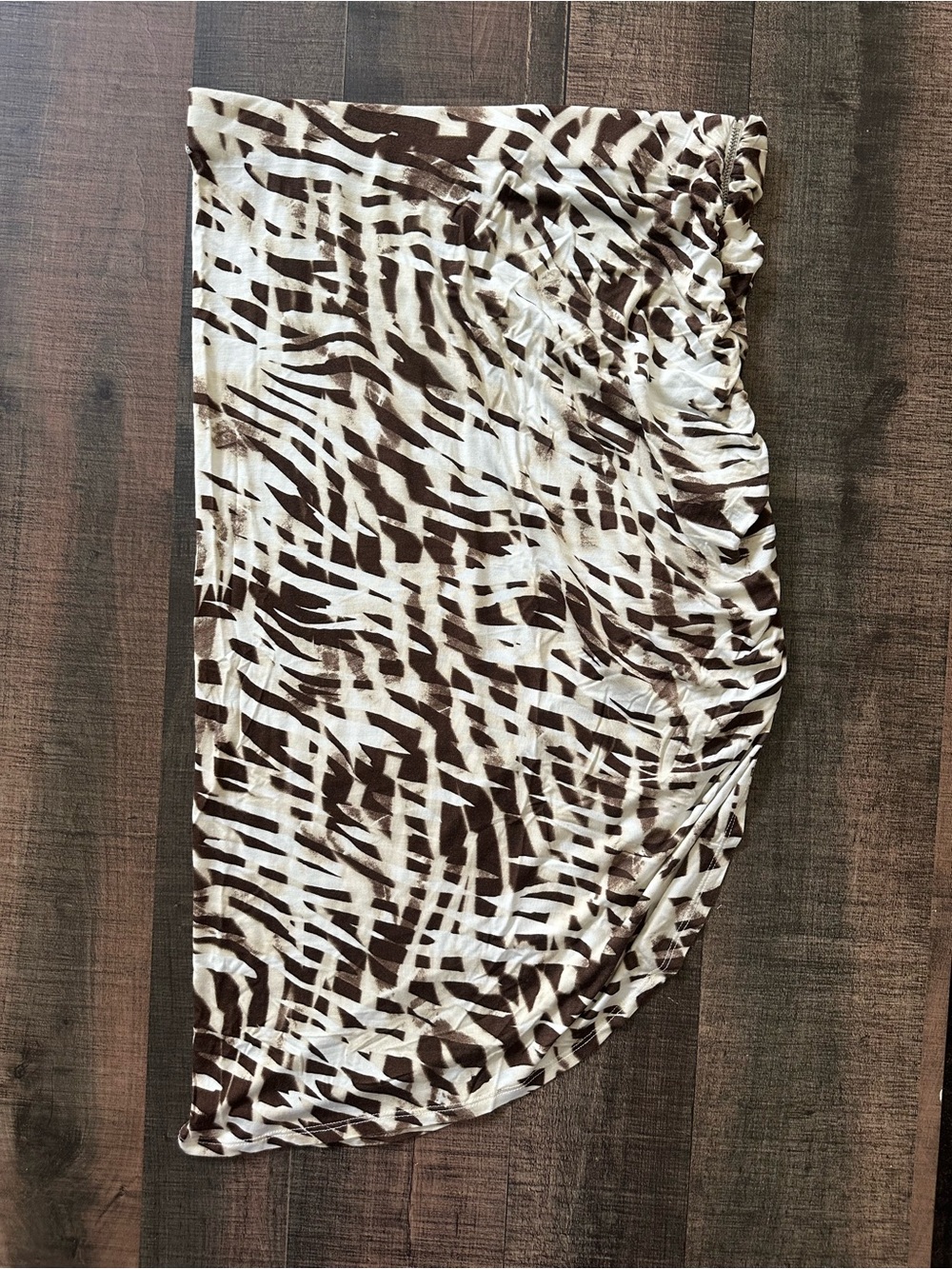 G by Guess Brown and White Animal-Print Maxi Skirt